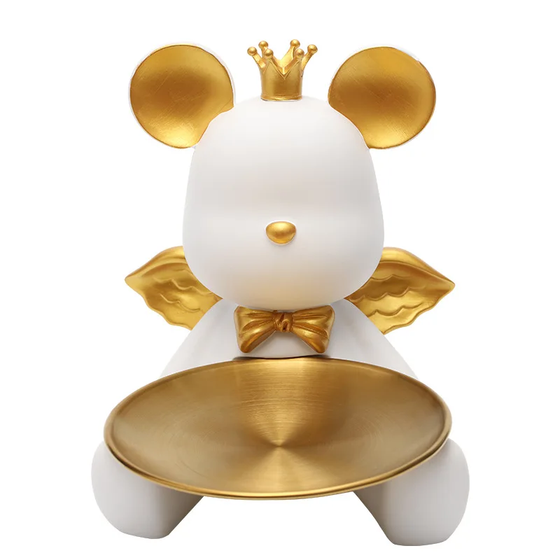 

Nordic Wind Angel Bear Tray Home Living Room Bedroom Key Storage Ornament Ornament Candy Container Animal Statue