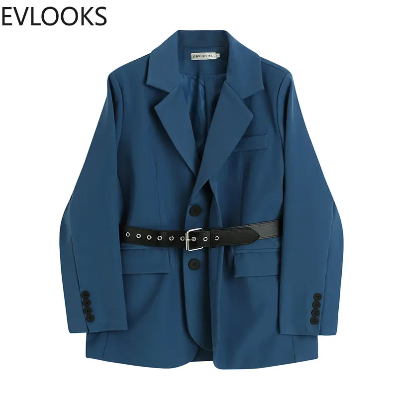 

EVLOOKS Women Autumn Jacket Womens Blazer Casual Bow Solid Cotton Slight Strech Coats Official Store 2022 New