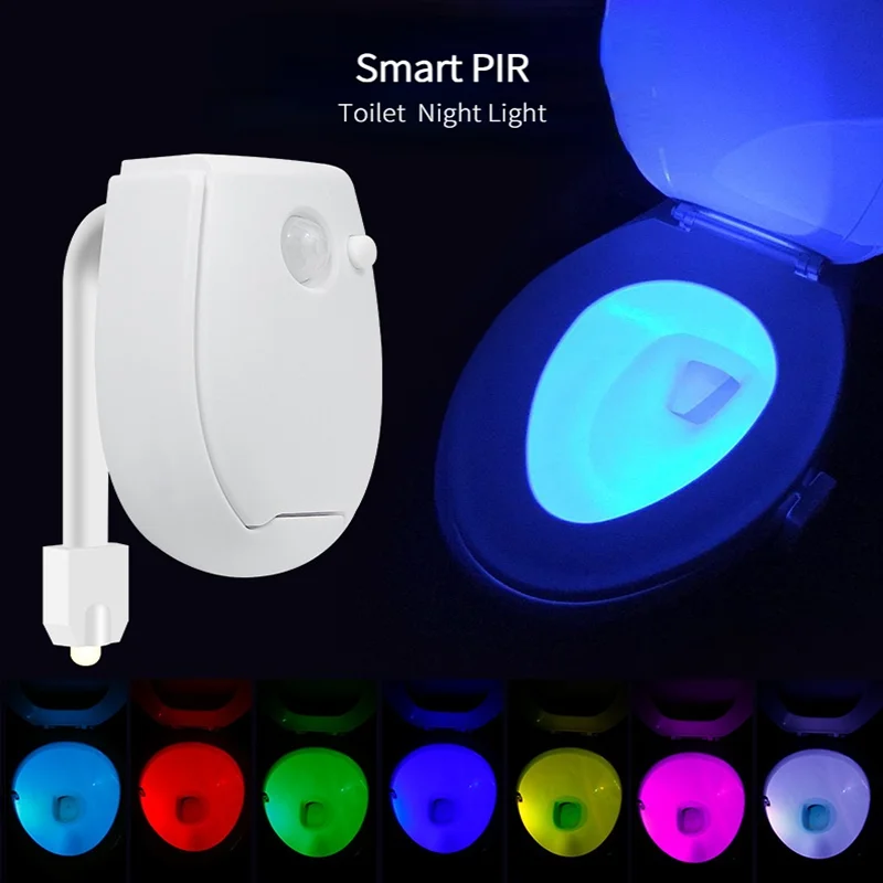 

Умный светодиодный светильник RGB для туалета, разные цвета, Автоматический Инфракрасный датчик, меняющий цвет, маленький ночник