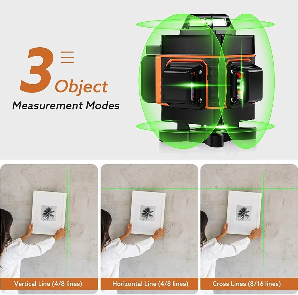 Лазерный уровень 4d самонивелирующийся на 16/12 градусов горизонтальный и