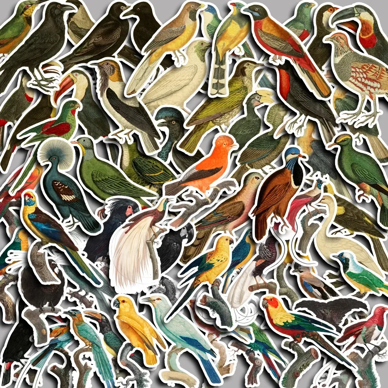

60Pcs Retro Style Lovely Little Colorful Bird Animal Stickers Decoration Stationery Computer Refrigerator Scrapbooking Material