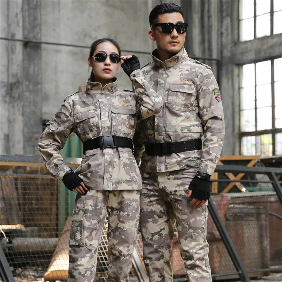 Military Uniform Suit Men Women Workwear Summer Cotton Outdoor CS Field Combat Training Clothing Ruin Camouflage Hunting Clothes