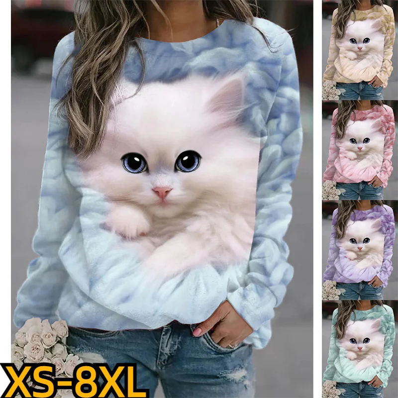 

2023 Women's Everyday 3D Print Pullover New Design Long Sleeve Fashion Round Neck Casual T-shirt Autumn Street Loose Tee Shirt