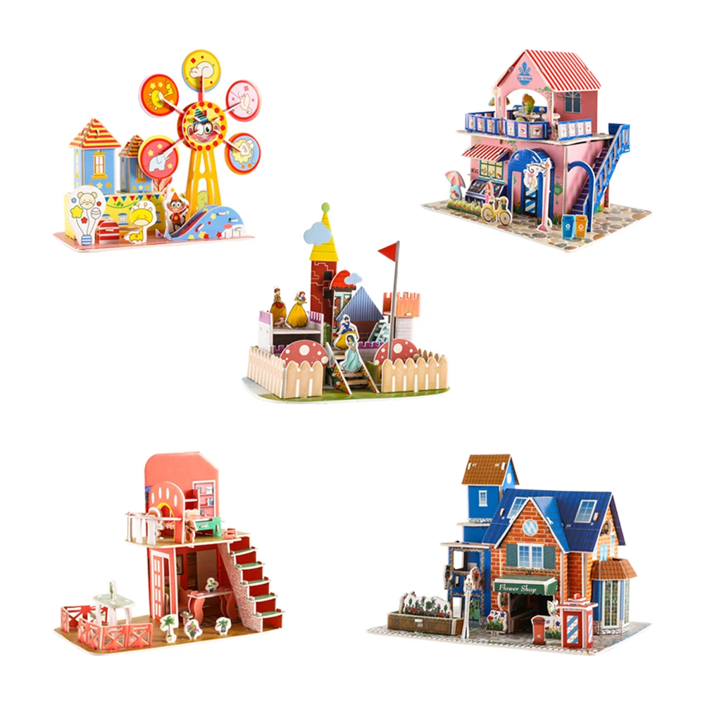 

3D DIY Composite Paper Puzzle Cartoon Castle House Model Assembly Stereoscopic Jigsaw Learning Educational Kid Toys