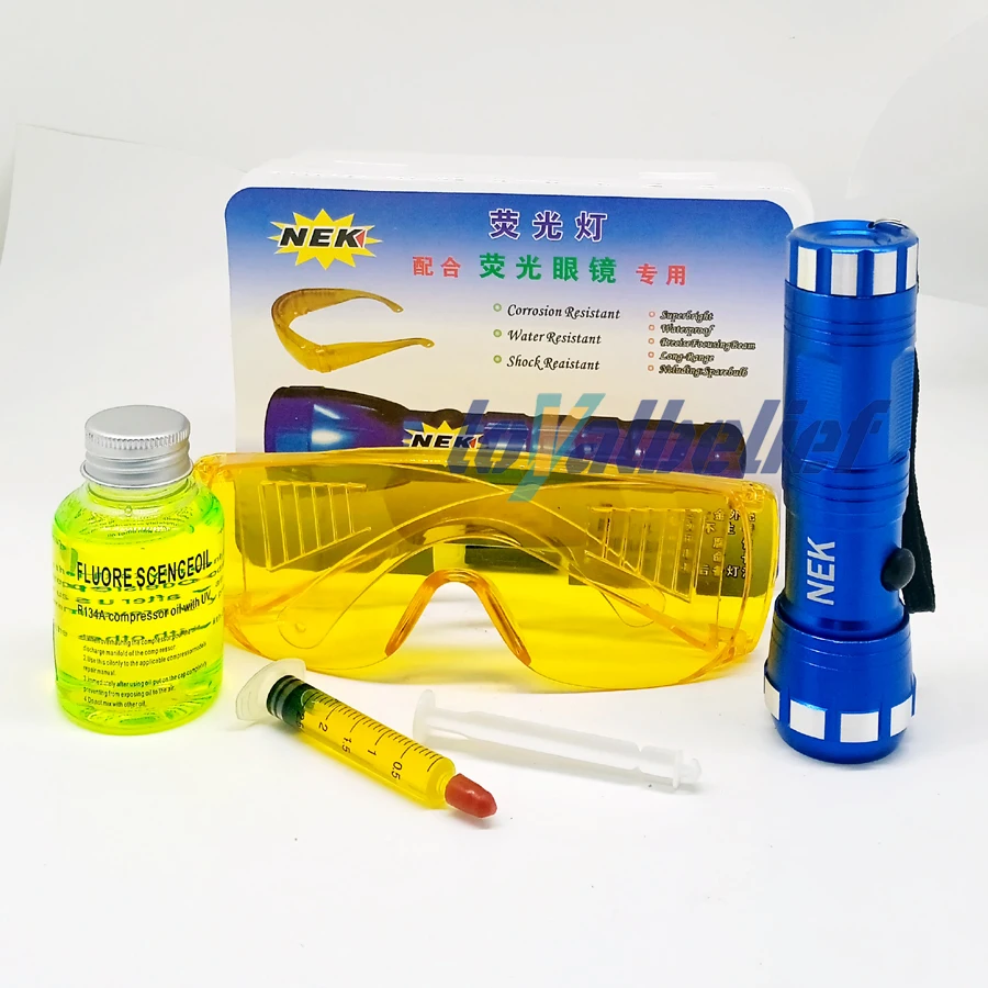 

Car Repair Fluorescent Leak Detection Tool Auto Air Conditioning Repair Tool R134a Refrigerant Gas A/C Leak Test Detector UV Dye