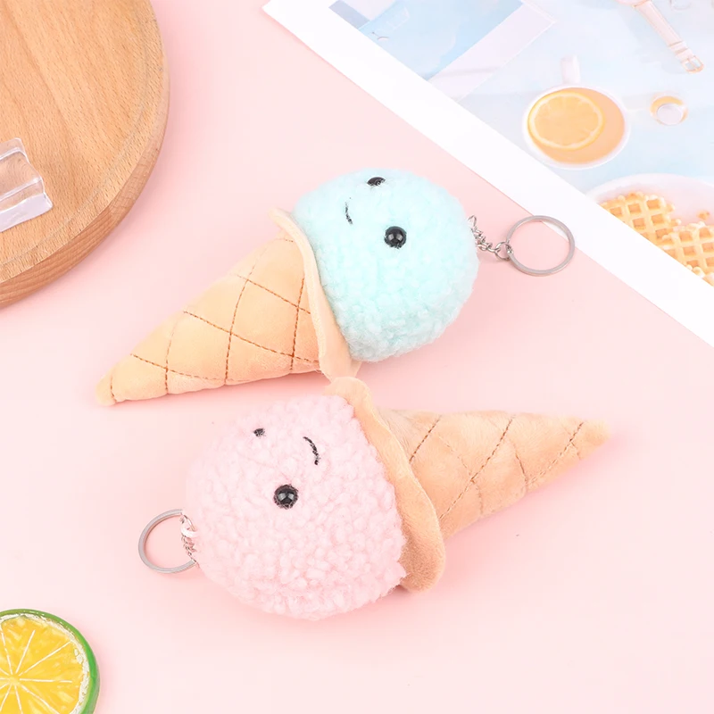 

Fashion Cute Ice Cream Plush Doll Toy Keychain Cone Pendant Ice Cream Women's Schoolbag Ornaments Children's Gifts