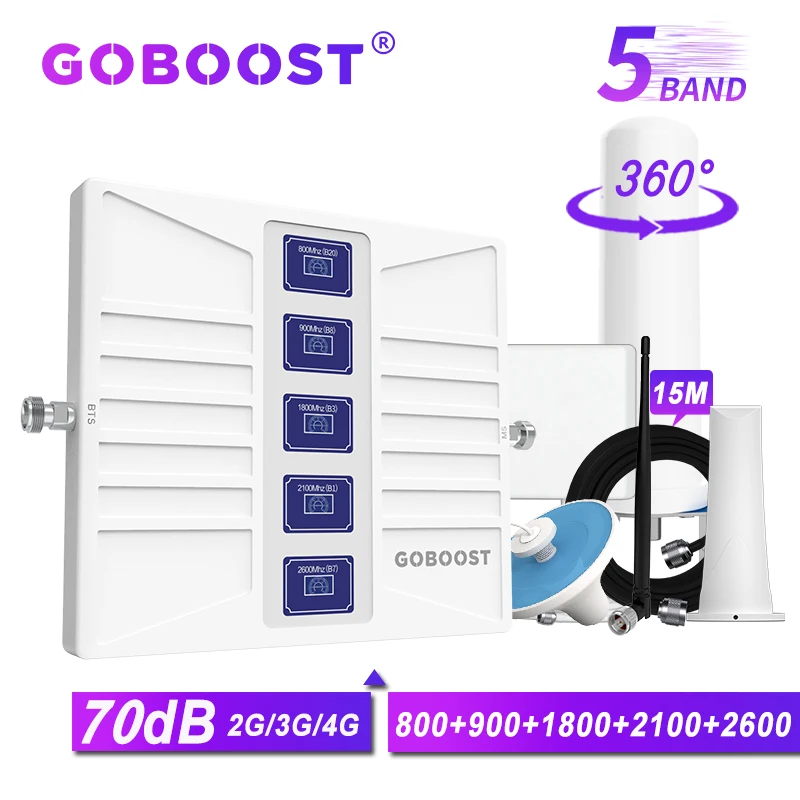 5-полосный сотовый усилитель GOBOOST B28 800 900 1800 2100 2600 МГц сигнала GSM 2G 3G LTE 4G