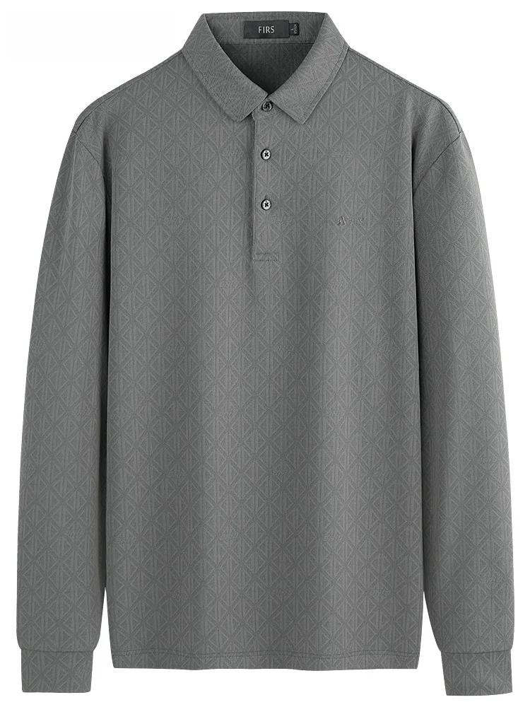 [Клетчатая стрейч] футболка Shanshan с лацканами и длинными рукавами мужская года