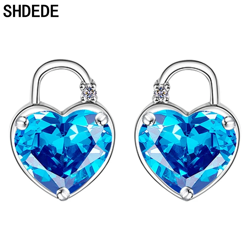 SHDEDE, серьги-гвоздики с кристаллами в форме сердца для женщин, Свадебная вечеринка, модные ювелирные изделия, подарок, кубический циркон, женские аксессуары для женщин-WH65