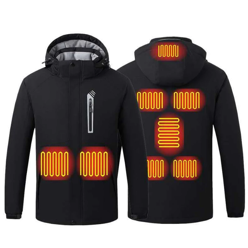 Electric Heated Jacket Hooded Coat Rechargeable Outwear Winter Warmer Outwear Electric Jacket Heating Warmer Washable