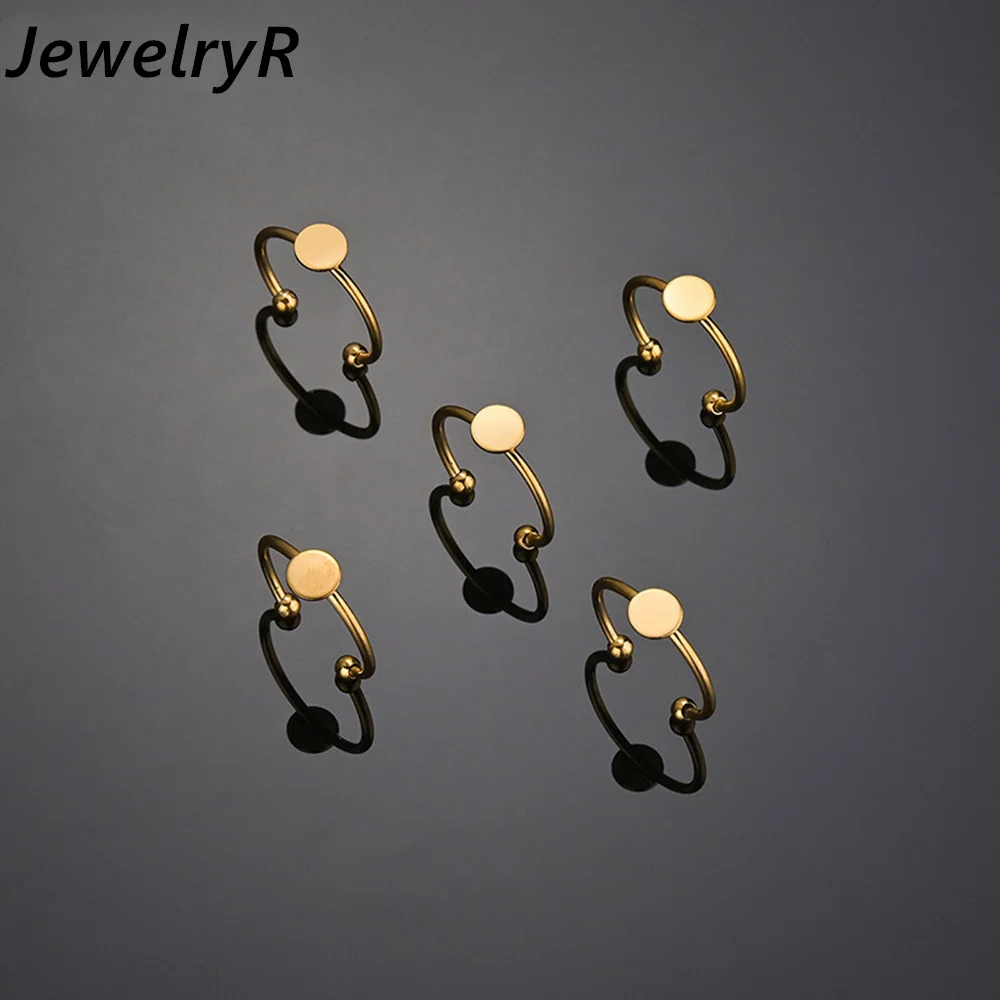 

JewelryR Personality Custom Letter Rings Stainless Steel Gold Color Initials Open Adjustable Simple Jewelry For Women Party Gift