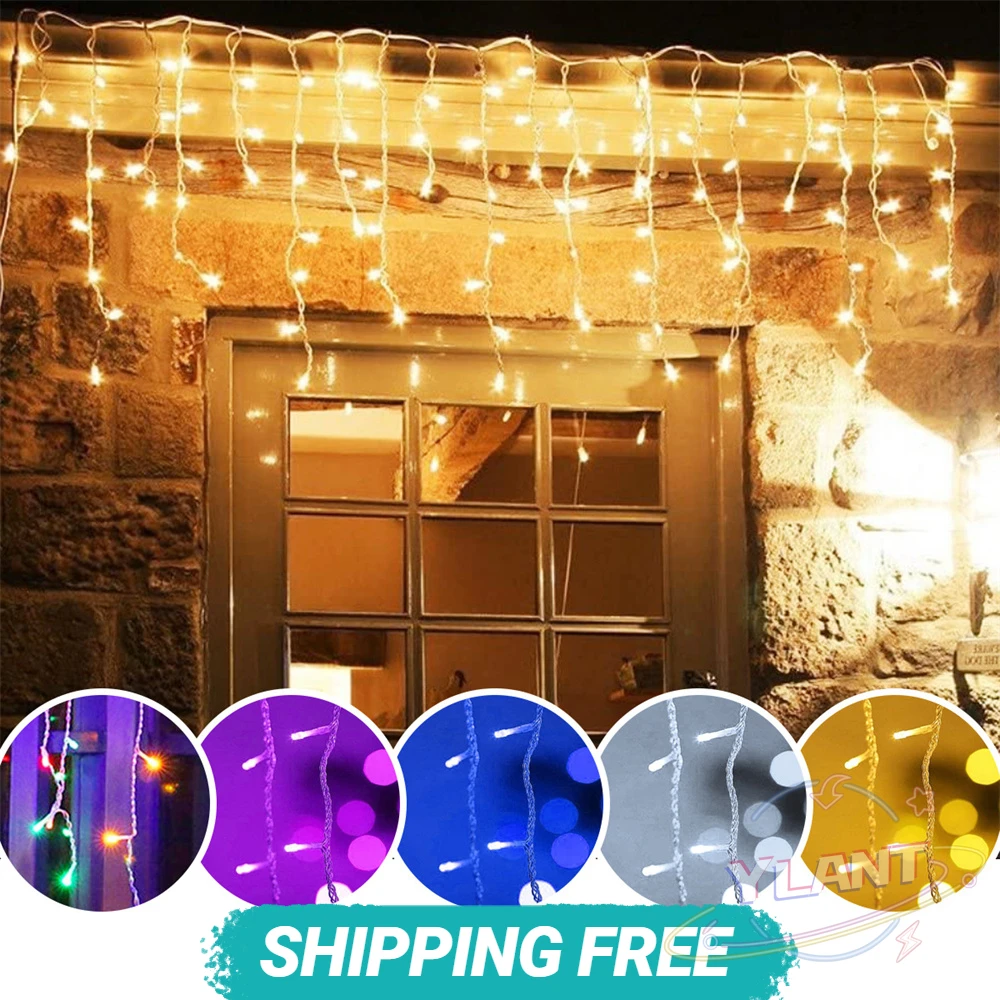 

YLANT 2022 96Led Fairy String Lights Curtain Garland light Window Outdoor Decoration 5m for Wedding Party Decoration