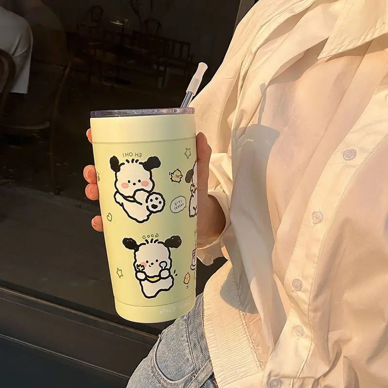 

Sanrio poachacco Cup ins high appearance 304 stainless steel insulated cup dual purpose straw cup gift for girl