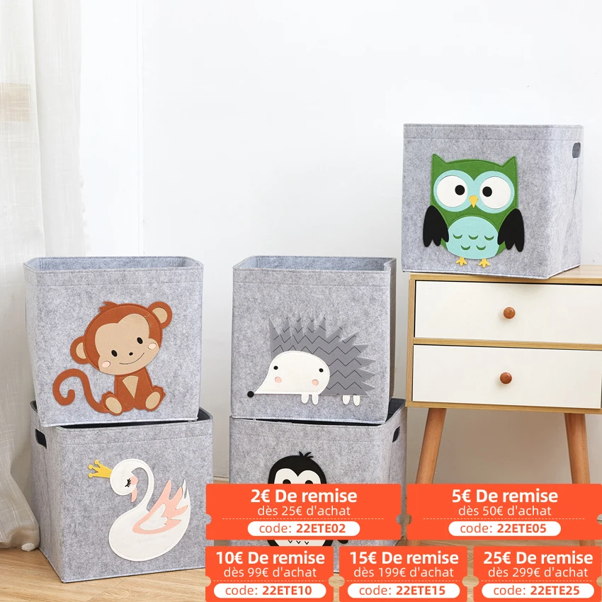 

11inch Cube Children's Storage Box Cartoon Animal Felt Fabric Storage Basket For Kids Toys Organizers Kindergarten Closet Boxes