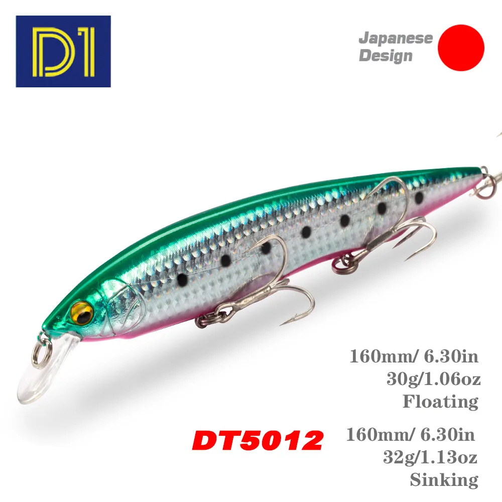 

D1 Tungsten Beads Minnow Fishing Lures 160mm/28g Saltwater Sinking Depth 0.5~1m Sea Hard Bait Wobblers For Bass Pike Tackle