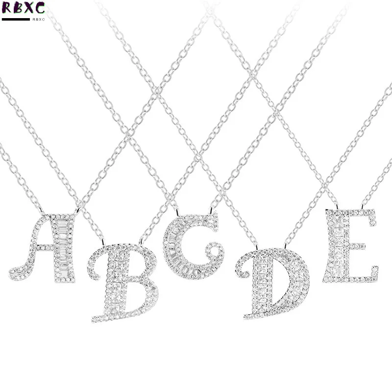 

RXBC 925 Sterling Silver Necklace 26 English letters wife's romantic travel 2 same ins versatile collarbone chain