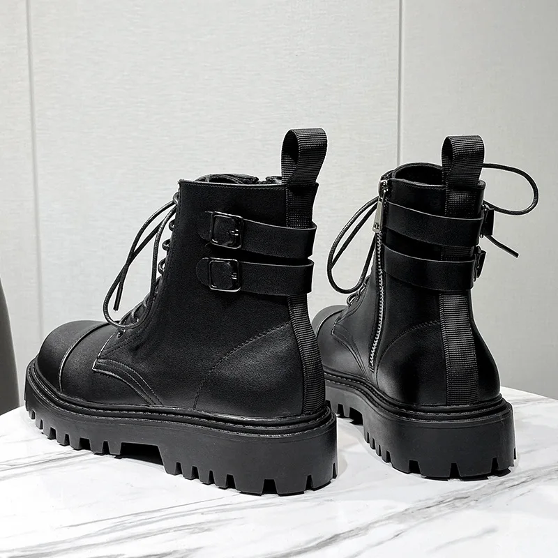 Ботинки мужские кожаные на толстой подошве Теплые ботильоны из воловьей кожи