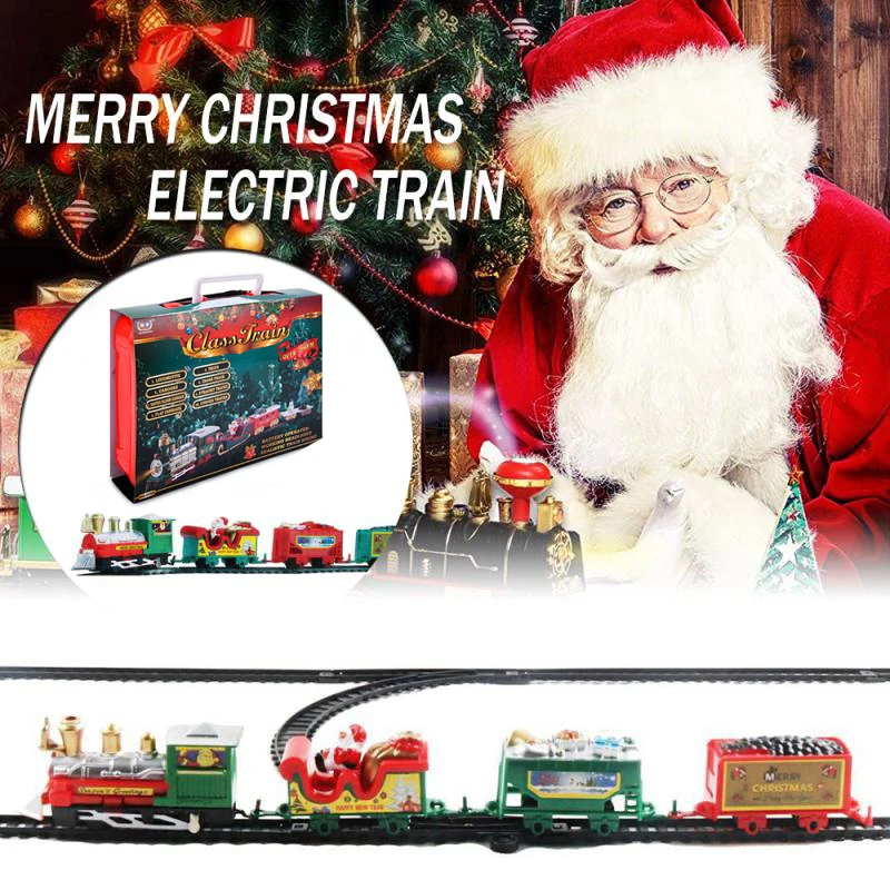 

Рождественский набор поездов со светильниками и звуками, железная дорога, Рождественский автомобильный поезд, Сувенирные игрушки для детей, рождественские подарки для детей