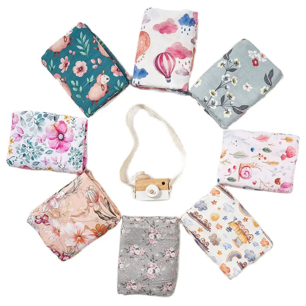 

Муслиновое одеяло для новорожденных, с цифровой печатью, бамбуковое хлопковое банное полотенце для мамы и ребенка