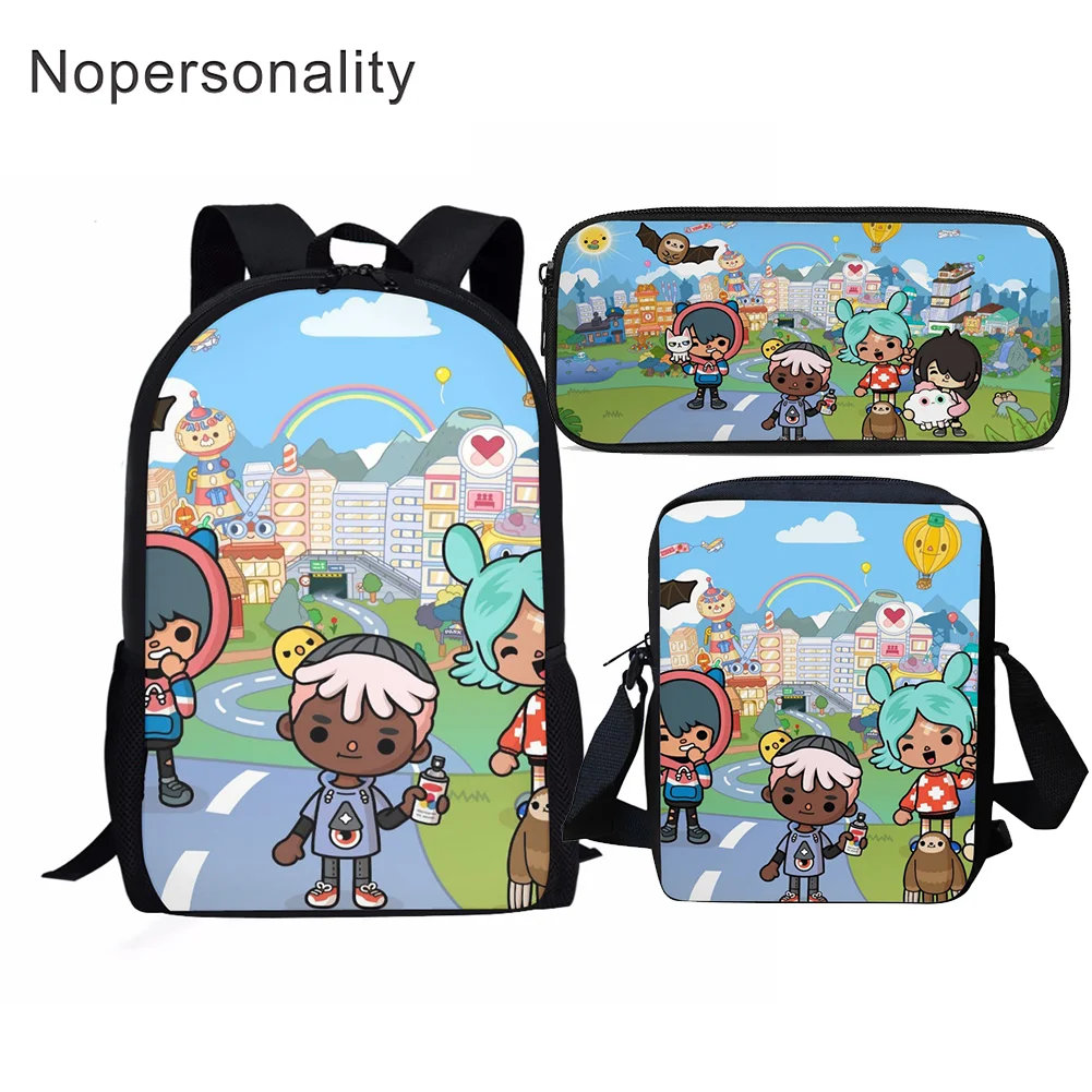Комплект школьной сумки для подростков Nopersonality Toca Life World, высококачественный рюкзак для студентов, мультяшная сумка для книг и сумка для лан...