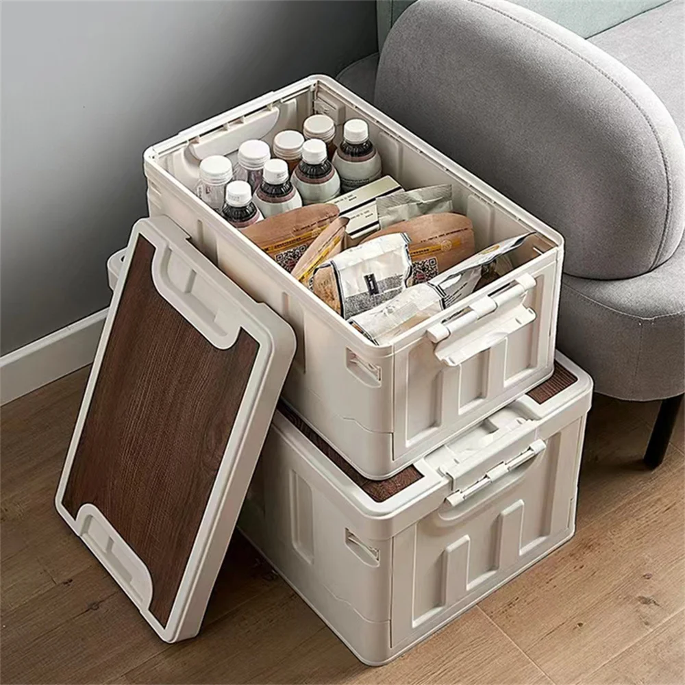 

Plus Size Foldable Storage Box Plastic Clothes Organizer With Lid Toys Books Tools Trunk Car Outdoor Travel Folding Boxes Bins