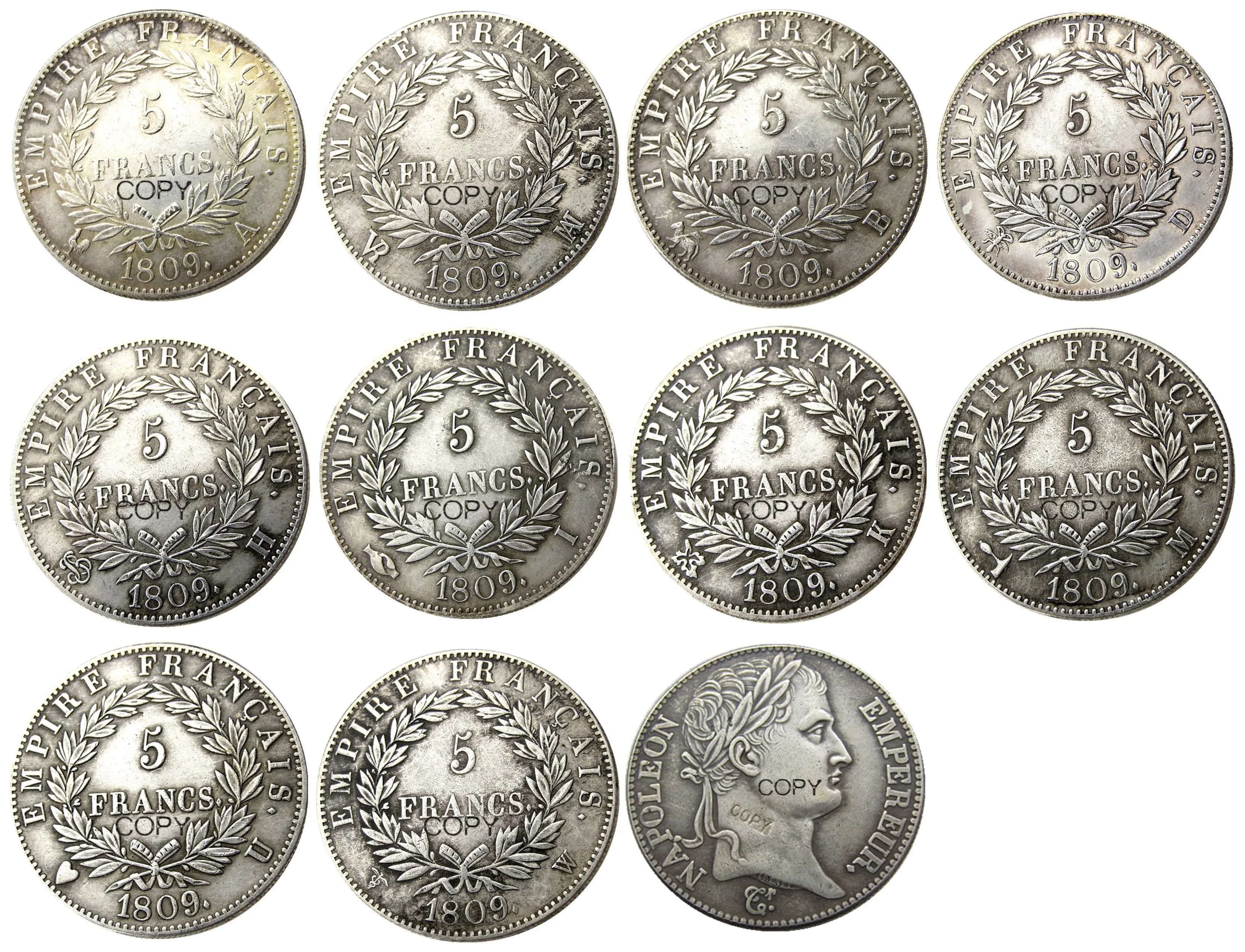 

Копия французских монет в 5 франков 1809-A-W