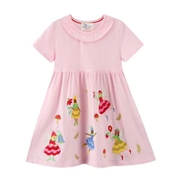 summer baby girls dress knitted cotton embroidery short sleeved pink fairy cute korean casual dress kid girl dress mother kids