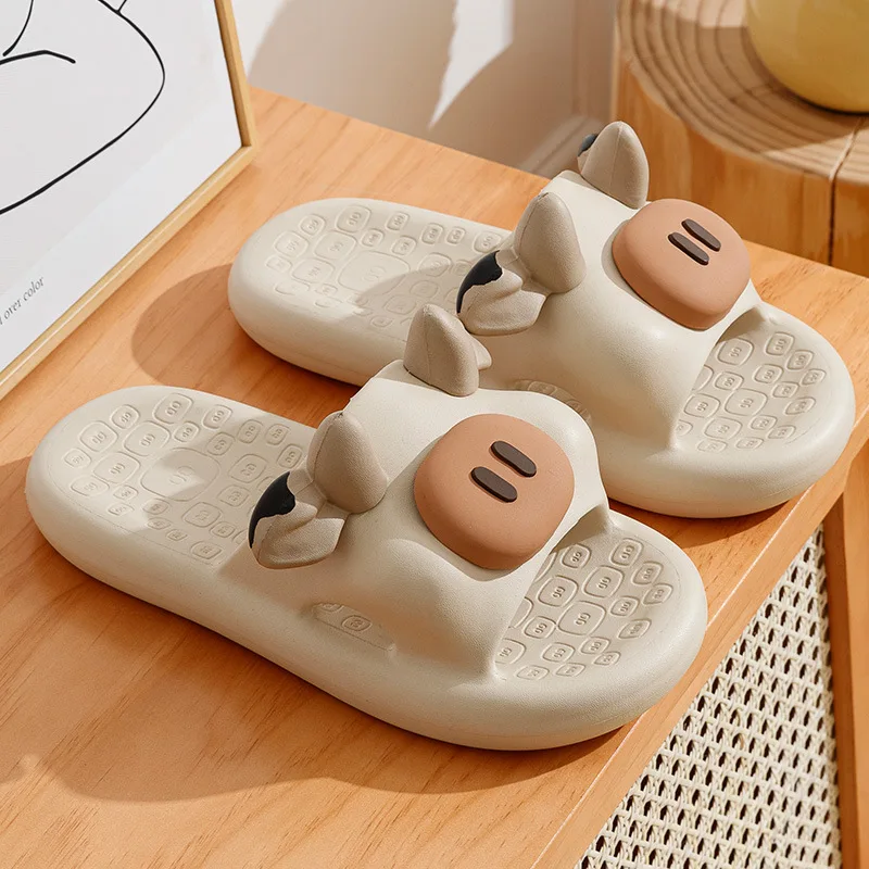 Women Summer Dairy Cattle Slippers Thick Massage Bottom Slides Home Anti-Slip Bathroom EVA Slippers Couples Campus Beach Sandals