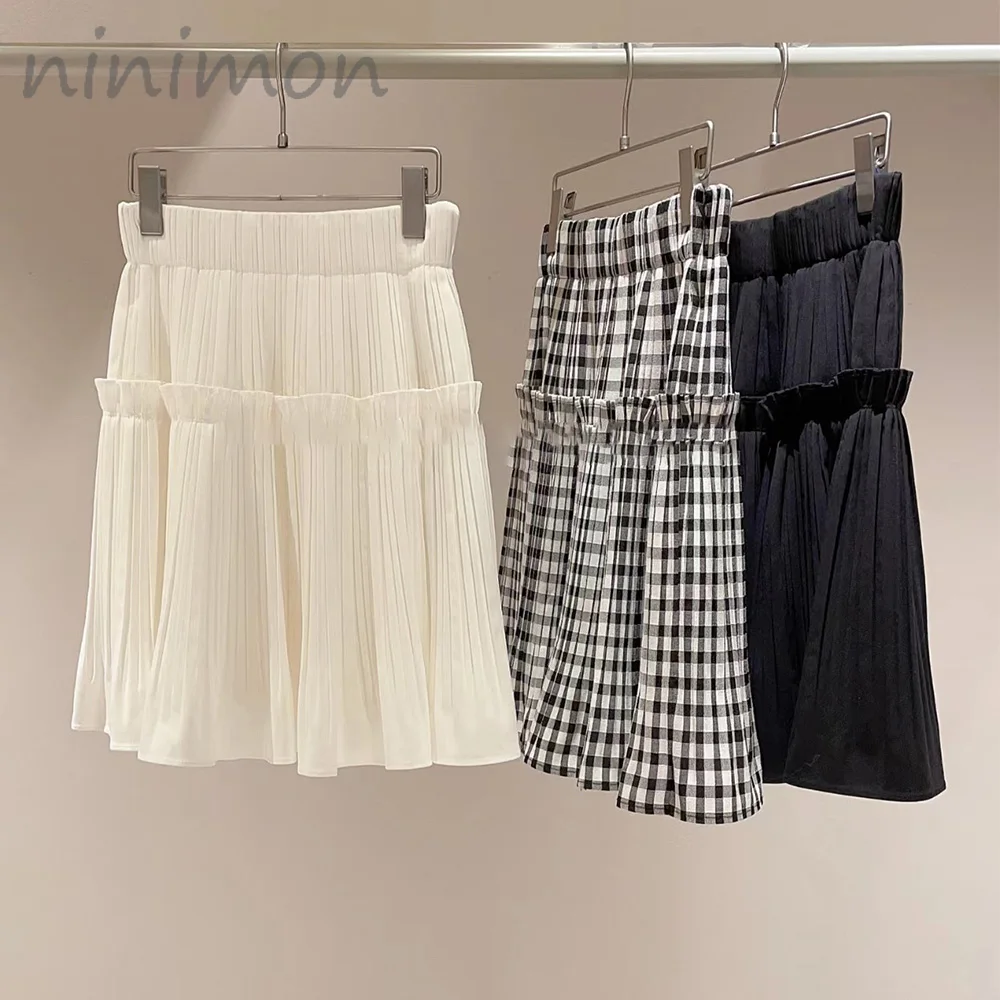 

Юбка-шорты в клетку, с завышенной талией