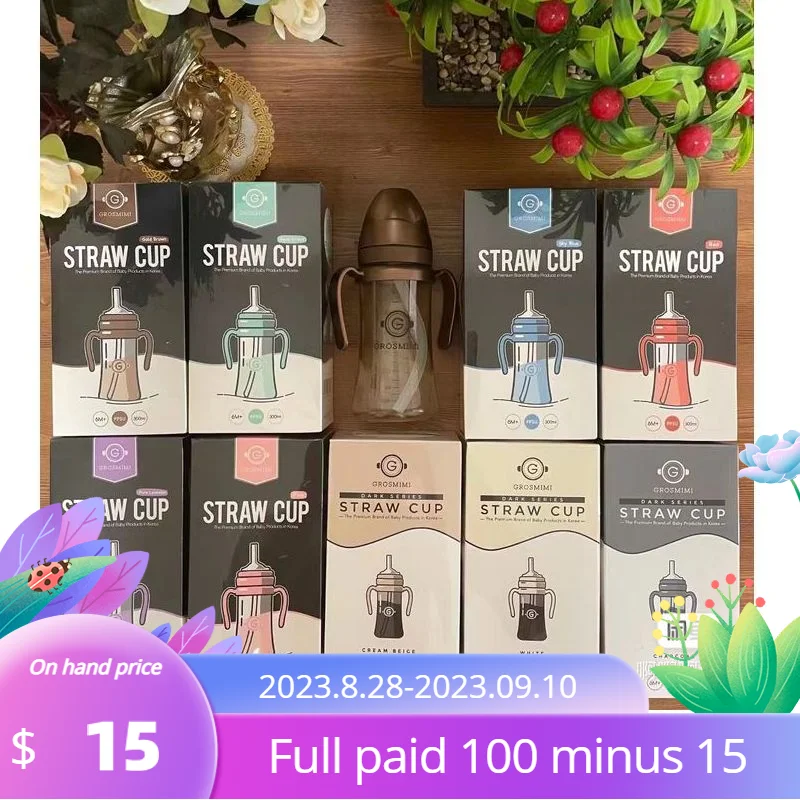 Корейская бутылка Grosmimi PPSU, детская бутылочка, кружка с соломинкой, Детская Бутылочка с антизастреванием и защитой от падения Grosmimi