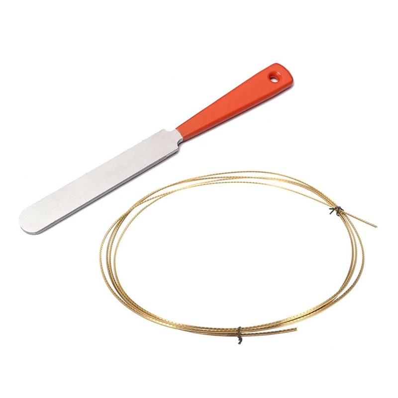 

Аксессуары для гитары 2 шт.: 1 инструмент из нержавеющей стали с узкой двойной режущей кромкой и 1 медный проволочный лад для гитары 8 футов 2,2 ...