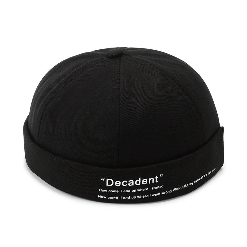 

Brimless Hats for Men Adjustable Docker Hat Casual No Brim Hat Visor Less Flip Hat Sailor Skull Cap