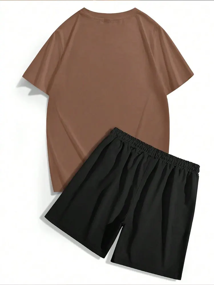 Летняя мужская футболка уличный комплект с короткими рукавами в стиле поп