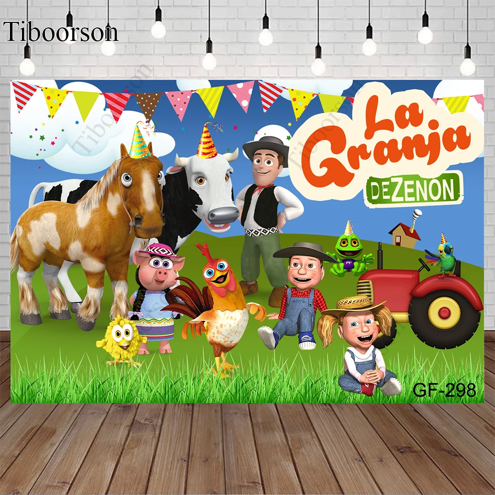 

Photo Background Custom Green Grass Farm Barn Animal Tractor Vinyl La Granja De Zenon Photo Studio Kids 1st Birthday Backdrop