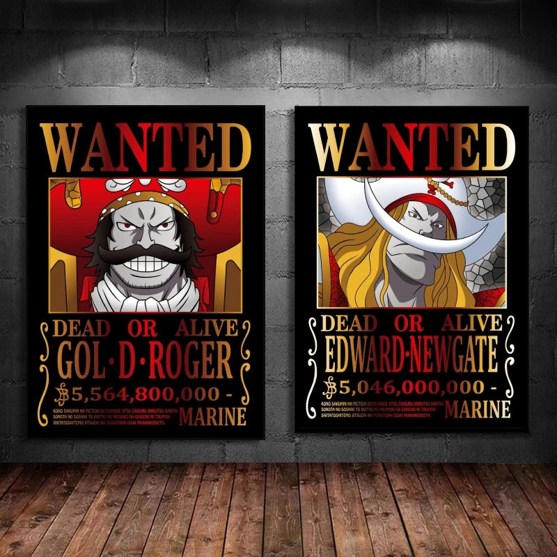 

Canvas Artwork Painting One Piece Bounty Wanted Roger Hanging Picture Print Wall Children's Bedroom Decor Gifts Classic