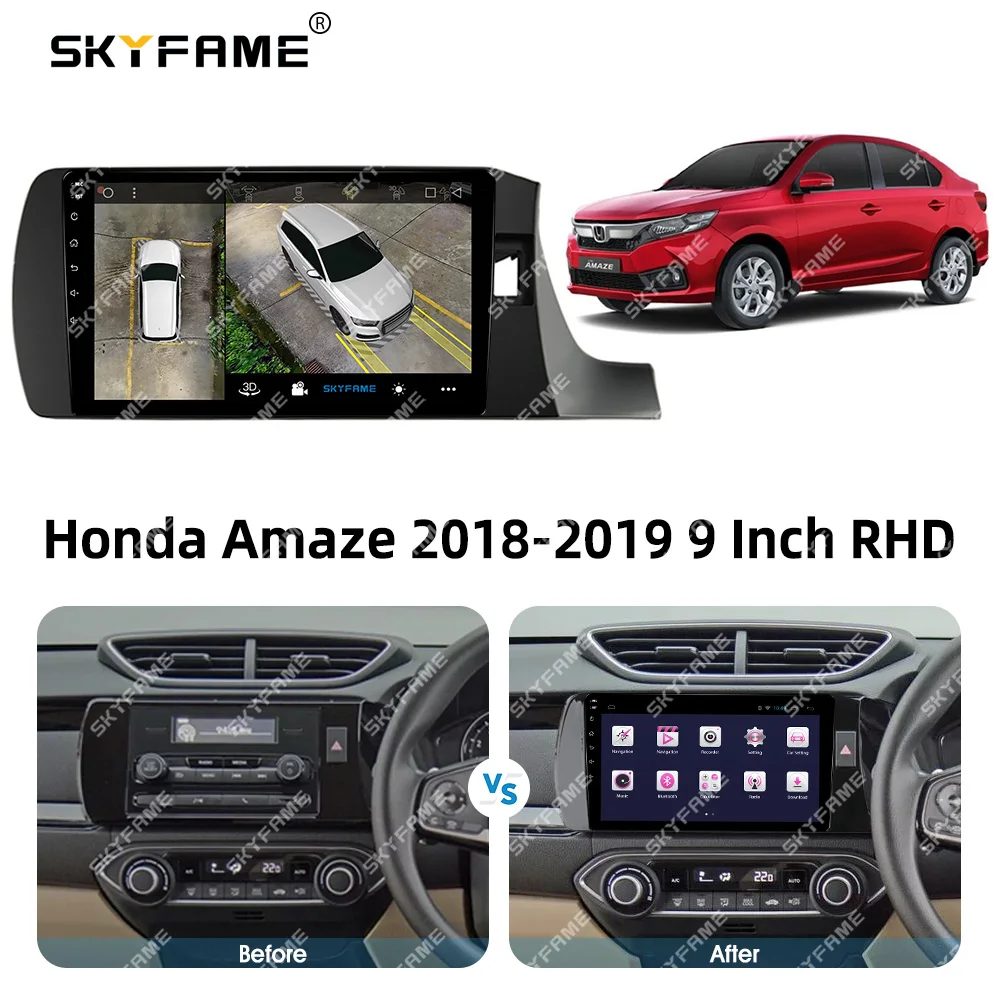 SKYFAME Car Frame Fascia Adapter Canbus Box Decoder For Honda Amaze 2018-2019 Android Radio Dash Fitting Panel Kit images - 6