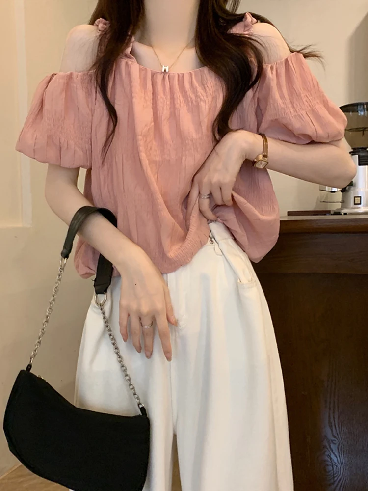 Розовые рубашки с короткими рукавами женские летние дизайнерские Advanced Sense French sle