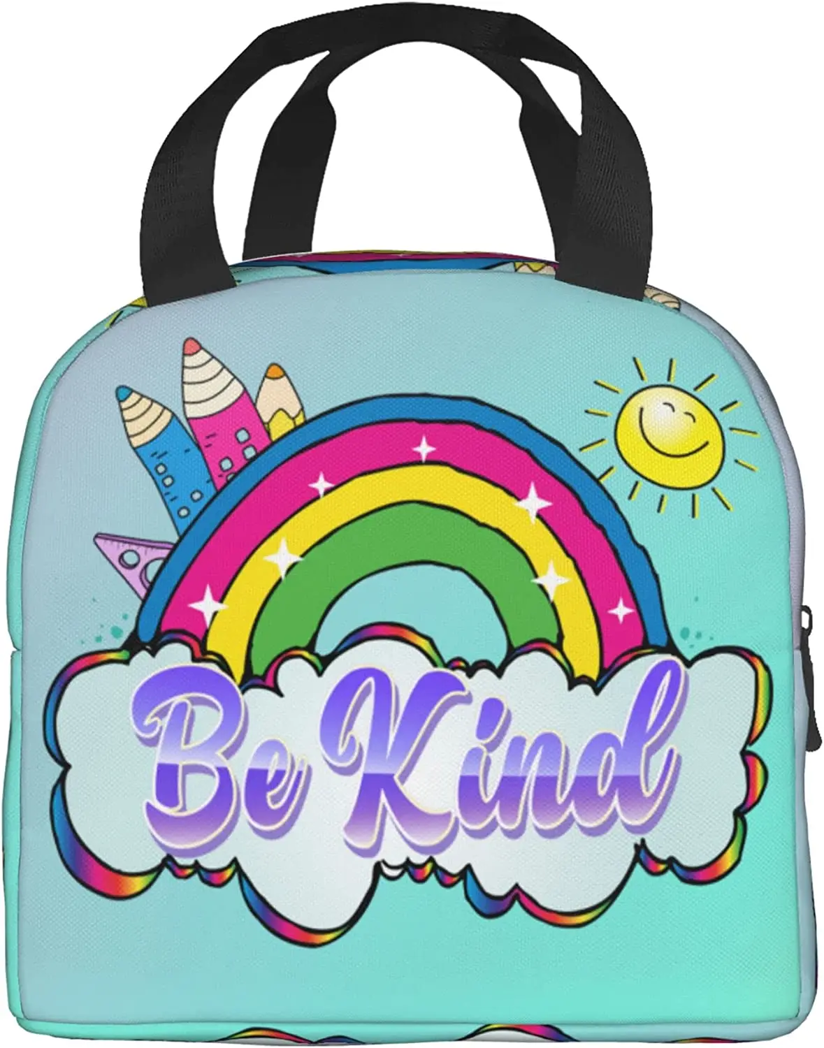 

Lunch Bag Oxford Portable Reusable Rainbow Cartoon Printed Insulated Lunch Box for Adults Kids Work School Travel Picnic