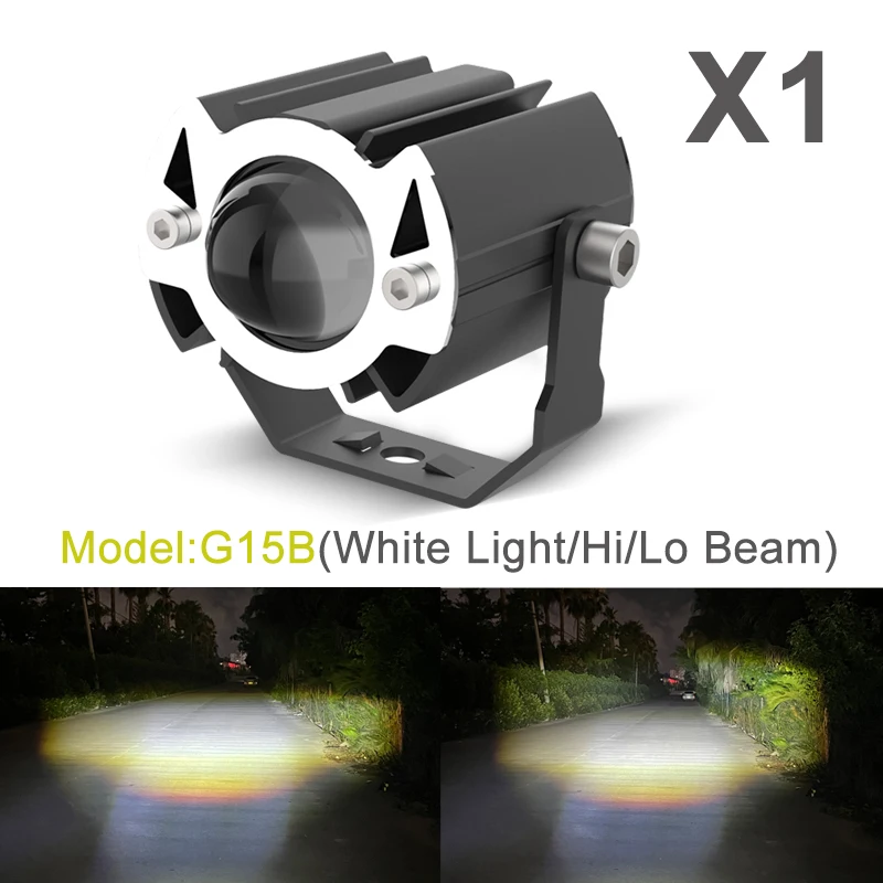 

Трехмодельная цветная мотоциклетная светодиодная фара 15 Вт, прожекторная линза, автомобильная фара дальнего света, противотуманная фара DRL SUV, вспомогательный аксессуар для стайлинга