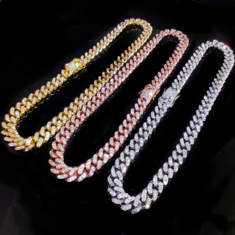 

Men Hip Hop Cuban Chain Necklace Male Fashion Miami Cuban Chain Iced Out Bling Necklaces HipHop jewelry For birthday gifts