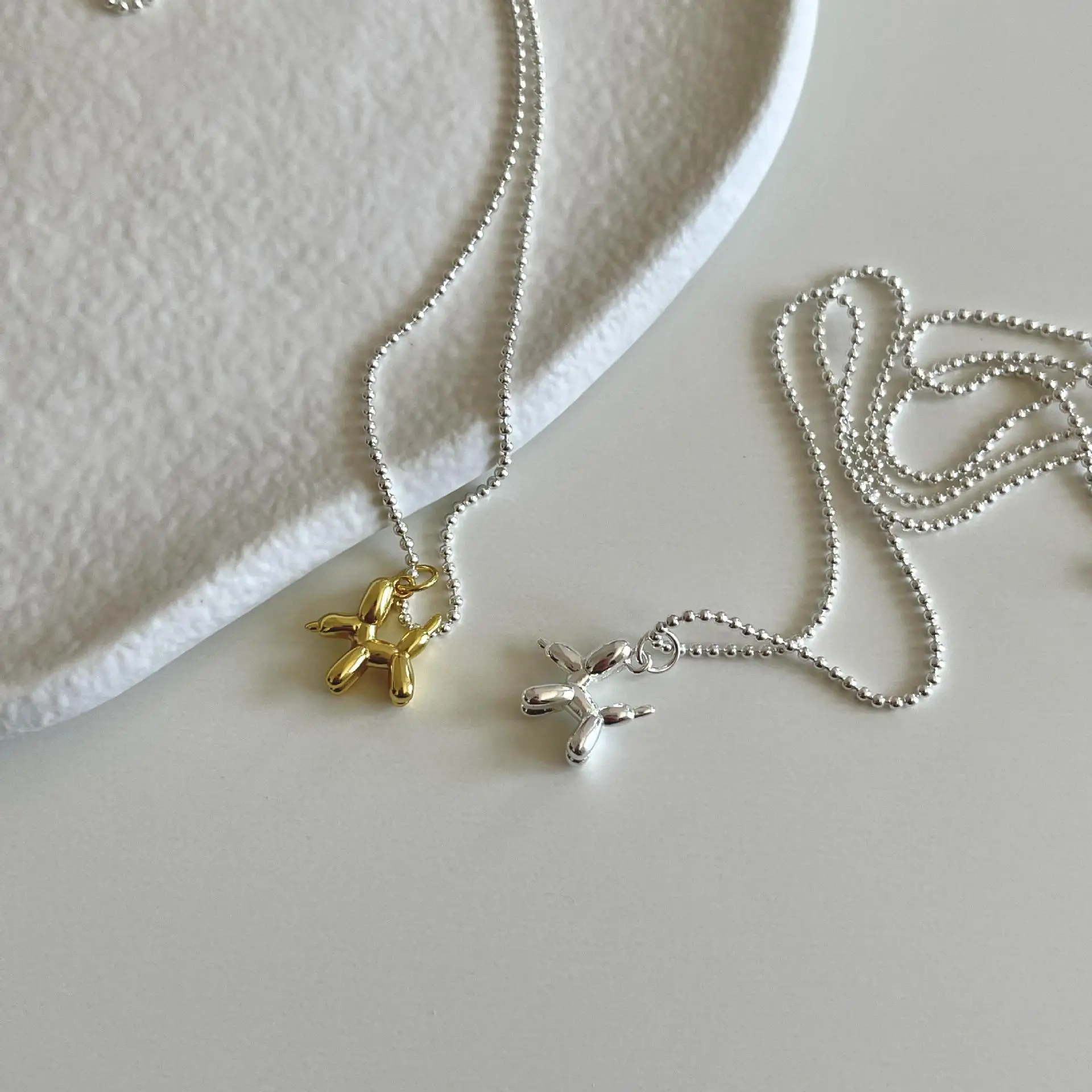 

Korean Style 925 Sterling Silver Glossy Puppy Necklace Female Accessories Jewelry Clavicle Chain Simple Necklace