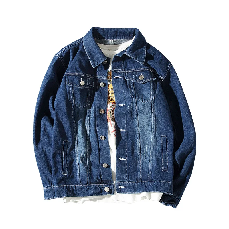 

Spring Autumn New Men's Denim Jacket Korean Long-sleeve Slim Handsome Men Outer Wear Denim Jacket Student Men Simple Jean Jacket