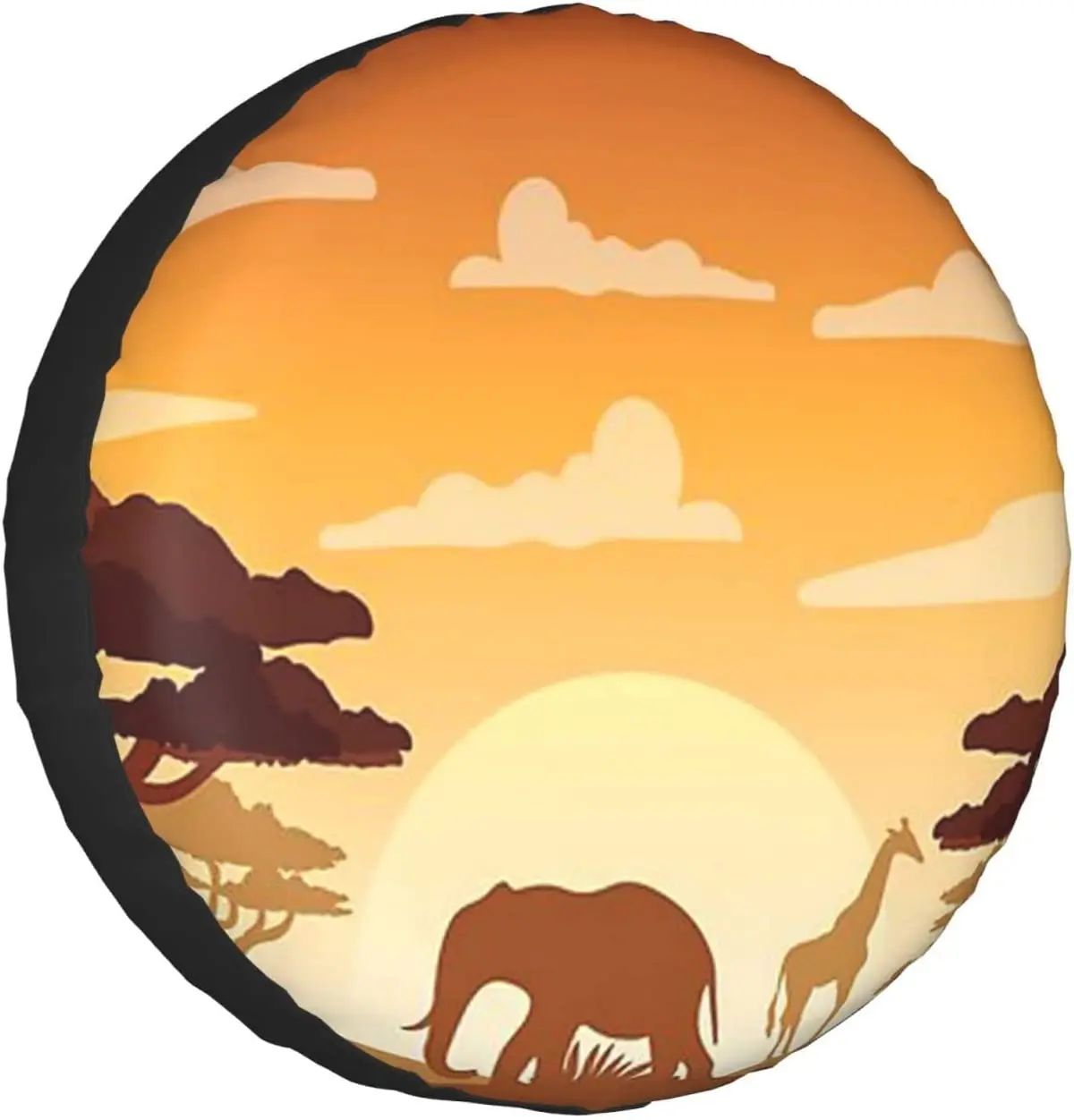 

Elephant and Giraffe in The Sunset Printed Spare Tire Cover Waterproof Tire Wheel Protector for Car Truck SUV Camper Trailer Rv