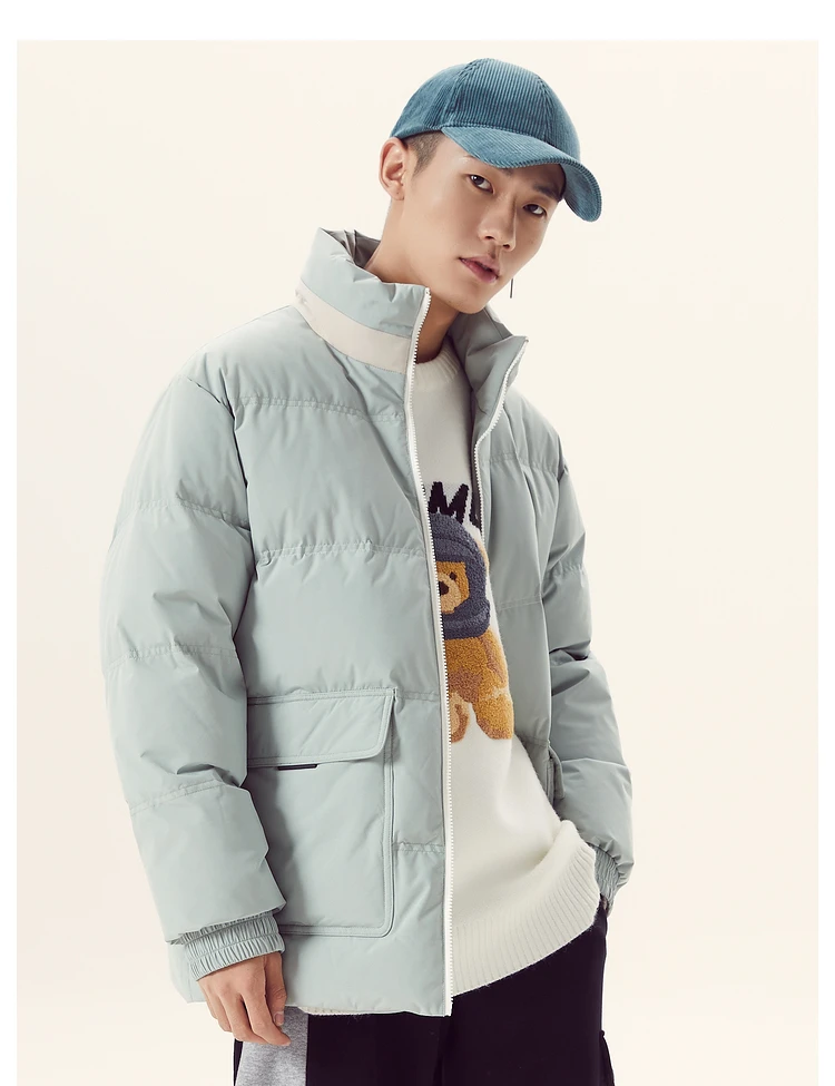 Metersbonwe Men Trend Stand Collar Cargo Pocket Down Wear Loose 80%Duck Down Neckline Of Camouflage Color Warm Wear Winter Down