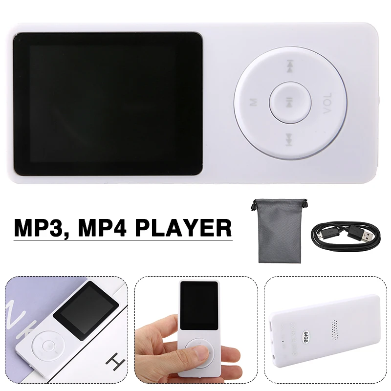 

Portable Mp3 Music Player 3.5mm Stereo Headphone Jack USB Rechargeable Mini Players With External Built-in Speaker