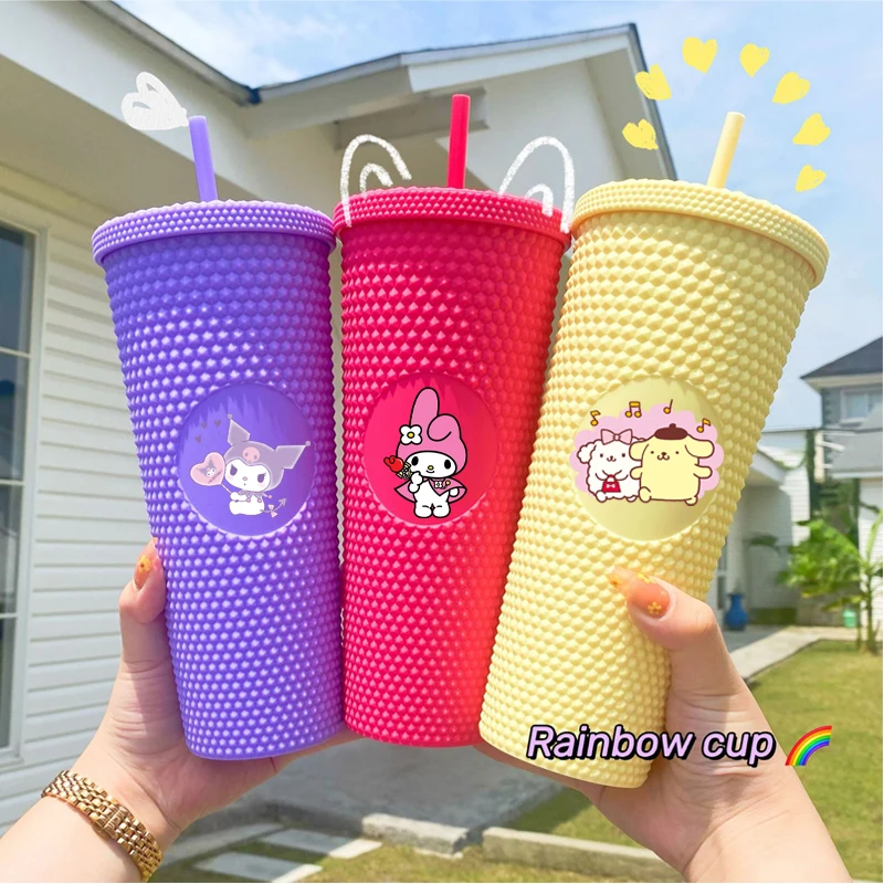 

2023 Sanrioed аниме Kuromi Cinnamoroll Melody большая емкость бутылка для воды кавайная соломенная чашка Спортивная чайная кофейная чашка подарок для девочек