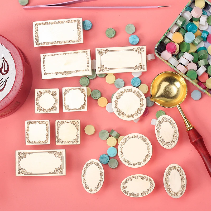 

Vintage Patterned Border Fire Paint Seal Wax Seal Stamp Head For Scrapbooking Cards Envelopes Wedding Invitations Gift Packaging