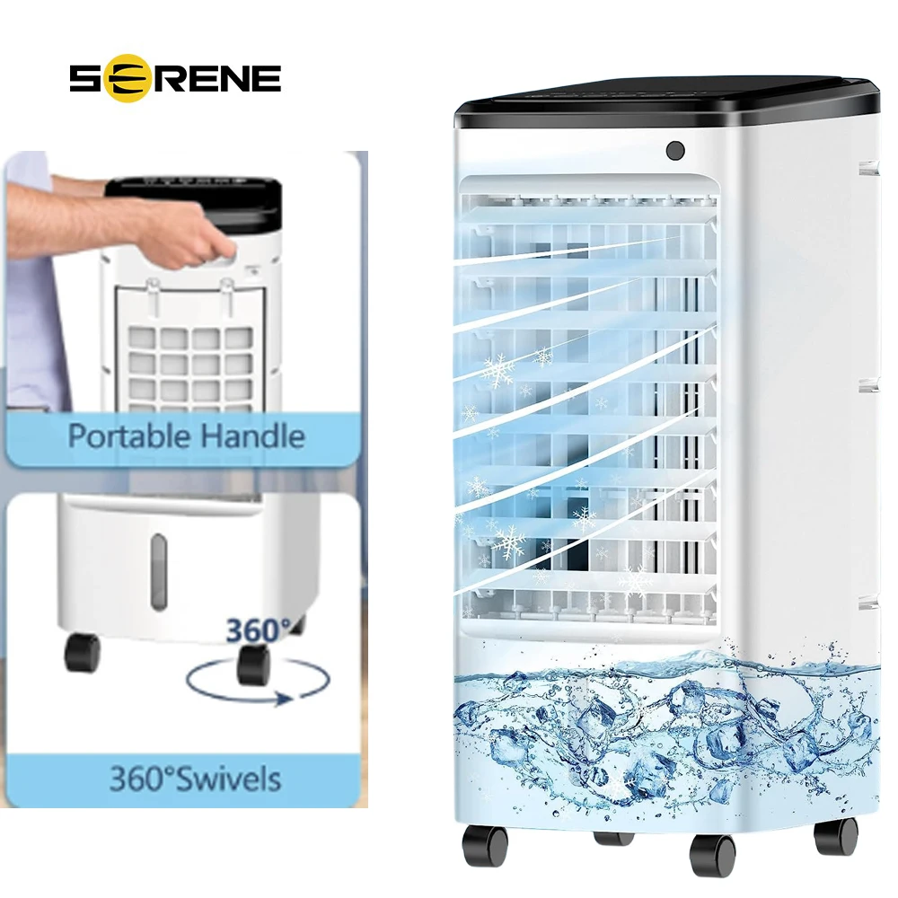 

Портативные кондиционеры 3 в 1, портативный кондиционер для комнаты, колеблющийся на 65 ° болотный охладитель с 3 скоростями ветра, 4 режима