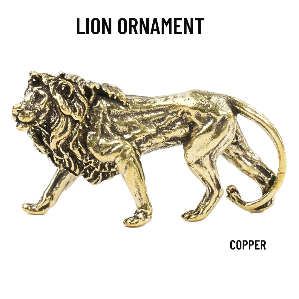

Copper Lion King Animal Statue Miniatures Figurines Vintage Craft Ornament Office Table Ornaments Home Desk Decoration
