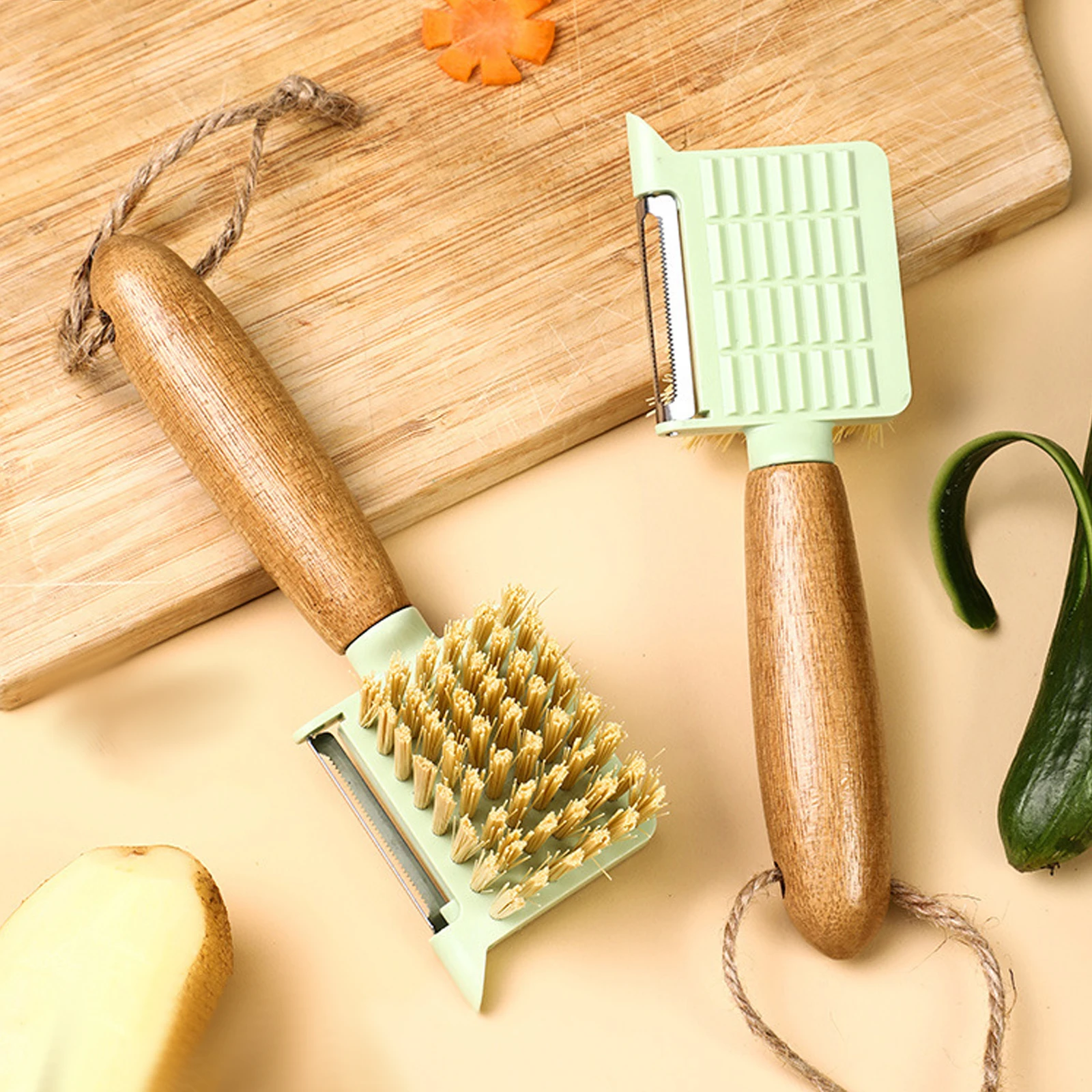 

Melon & Fruit Peeling Knife Peeler With Cleaning Brush Peeling Knife Fruit Vegetable Cleaning Brush Peeling Kitchen Gadgets Tool